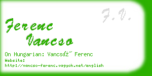 ferenc vancso business card